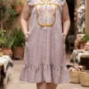 Vestido jaspeado vino punto de cruz tonos pastel