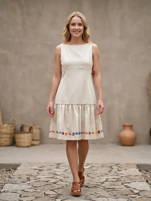 Vestido estilizado color hueso