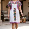 Vestido blanco multicolor randa buganvilia