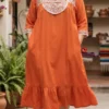 WhatsApp Image 2026-10-12 at 7.18.21 PM Vestido sencillo rayón naranja bordado plata