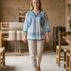 Blusa tela de cuadritos tonos pastel