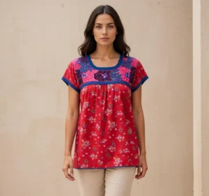 WhatsApp Image 2026-10-13 at 2.55.18 PM Blusa roja estampada tejido azul rey