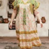 Vestido Tradicional de Algodón Estampado con Bordado Artesanal