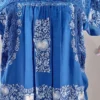 Blusa Artesanal de Pensamientos Matizados con Deshilado y Tejido Fino