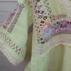 Vestido de telar verde con deshilado nacional