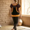 WhatsApp Image 2026-10-14 at 3.30.00 PM Blusa tela negra multicolor tejido amarillo mango