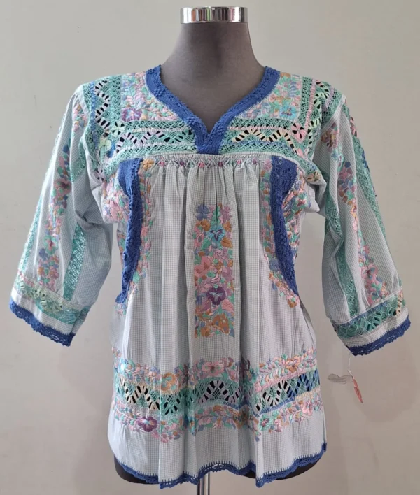 Blusa tela de cuadritos tonos pastel