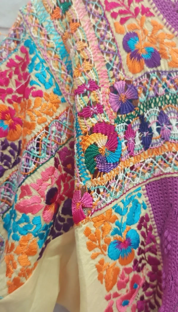 Blusa amarilla moños tejido buganvilia