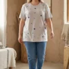 Playera gris plata bordado tonos pastel