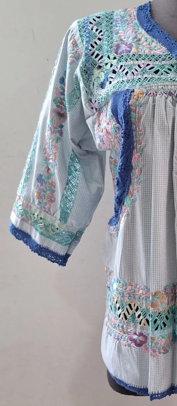 Blusa tela de cuadritos tonos pastel