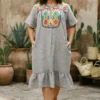 jape multi Vestido de lino bordado