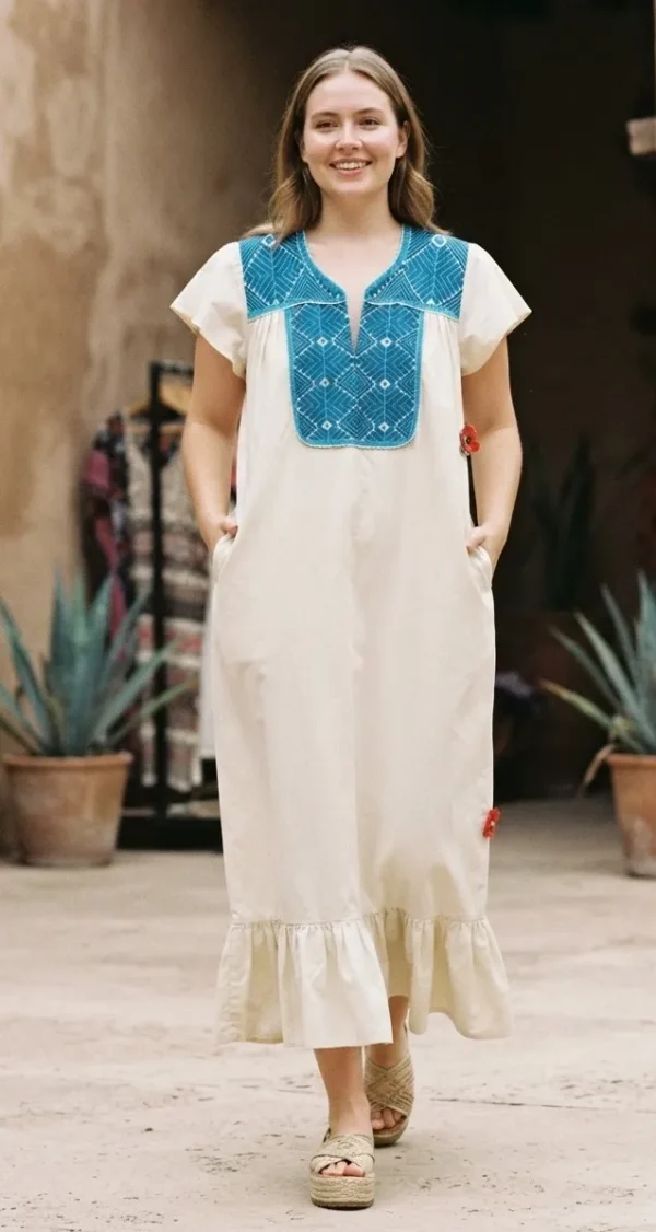 Vestido manta bordado punto de cruz