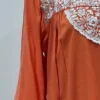 pechera naranja Vestido sencillo rayón naranja bordado plata