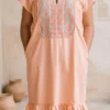 Vestido tela melón punto de cruz