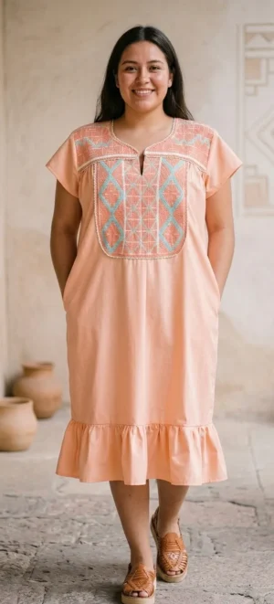 sec¿ Vestido tela melón punto de cruz