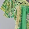 Vestido verde limón deshilado nacional verde bandera matizado