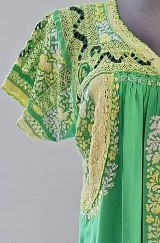 Vestido verde limón deshilado nacional verde bandera matizado